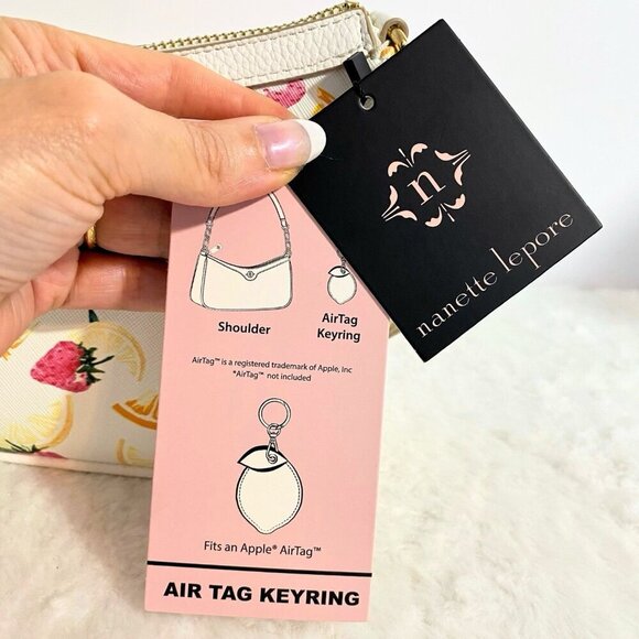 Nanette Lepore Juicy Fruit Slice Handbag w/ Lemon Keychain AirTag Holder Charm - Picture 9 of 9